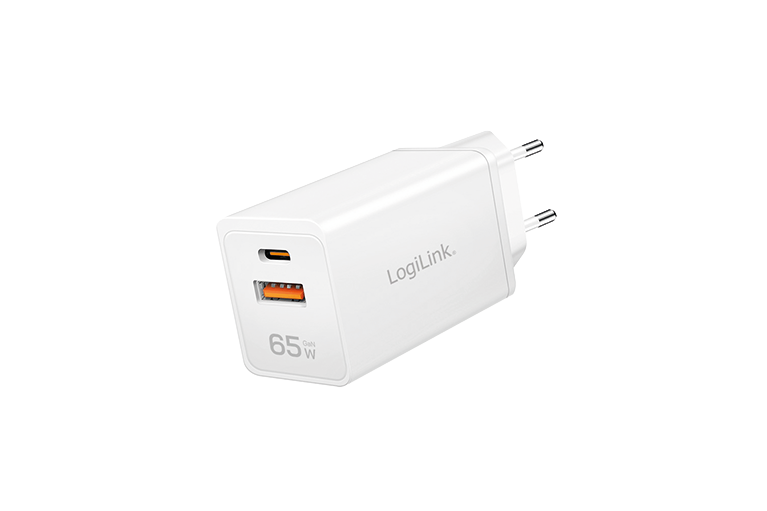 Fuente de alimentación de 65 W* con puertos USB A y C y enchufe europeo
