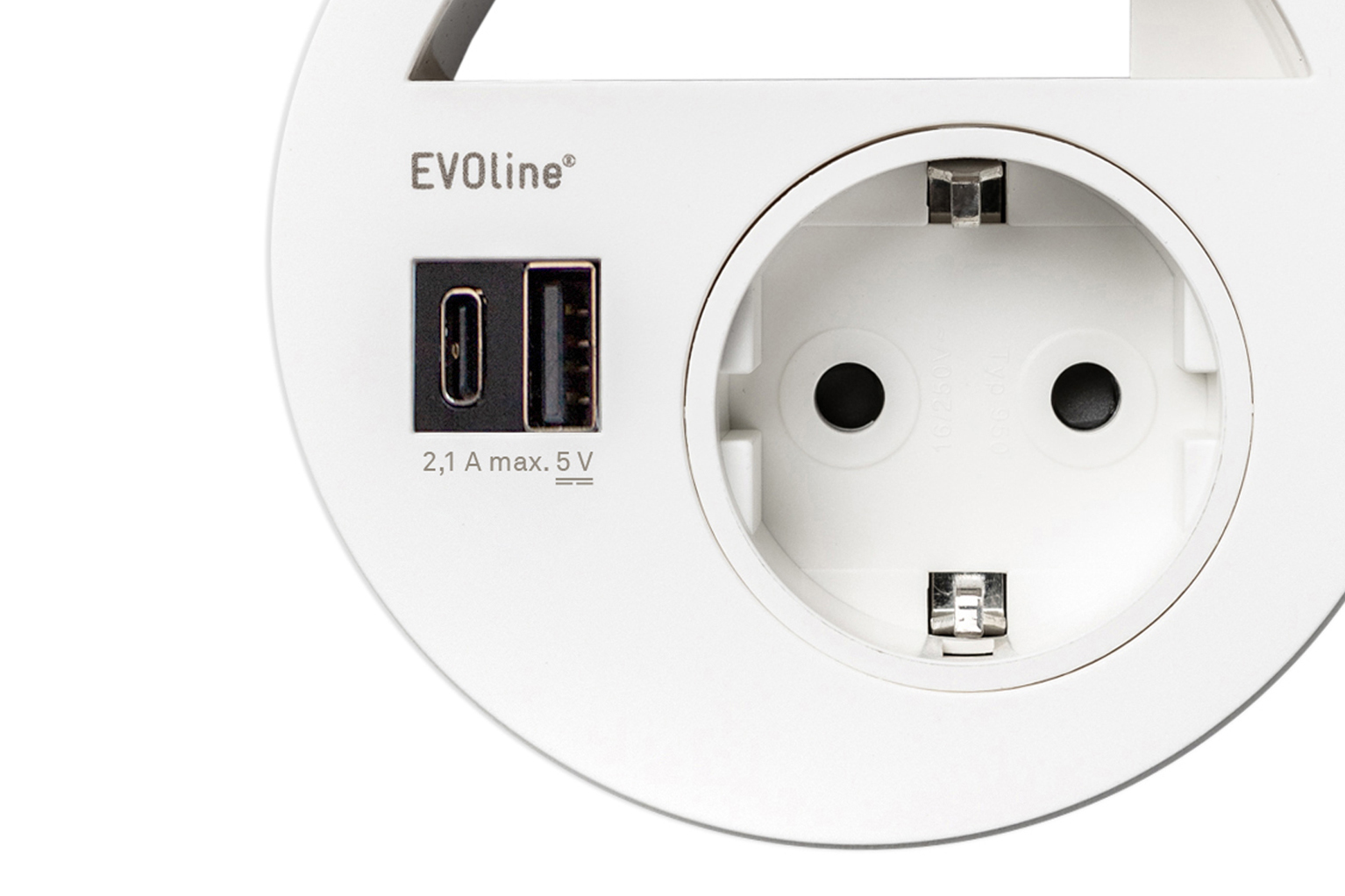Einbausteckdose EVOline Circle80, USB AC und 3.0, schwarz