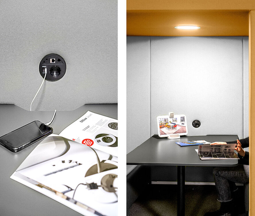 Alimentation électrique flexible pour les cabines de réunion et les espaces de coworking