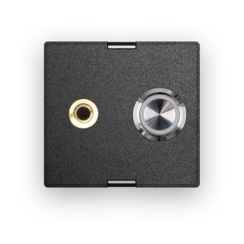 Audio connector and stainless steel pushbutton & blue LED ring
