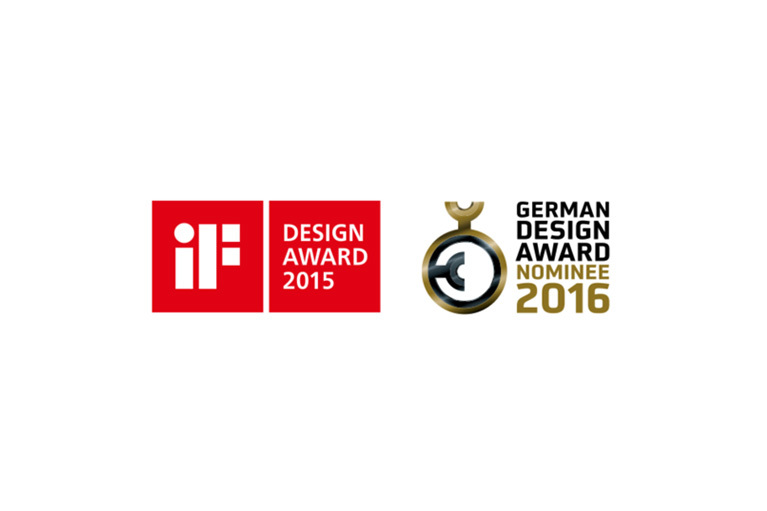 iF Design Award und German Design Award Logos von Awards für den EVOline Square80
